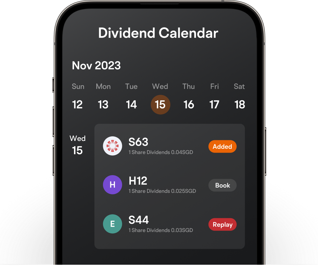 calendario dei dividendi - Azioni di Singapore Moomoo Singapore
